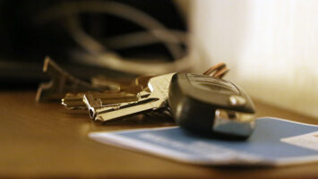car keys on a table