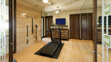 home interior with gym equipment and wooden floor