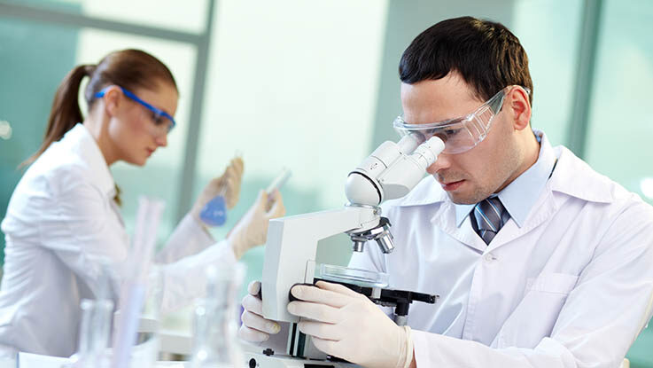 Two scientists conducting research in a lab